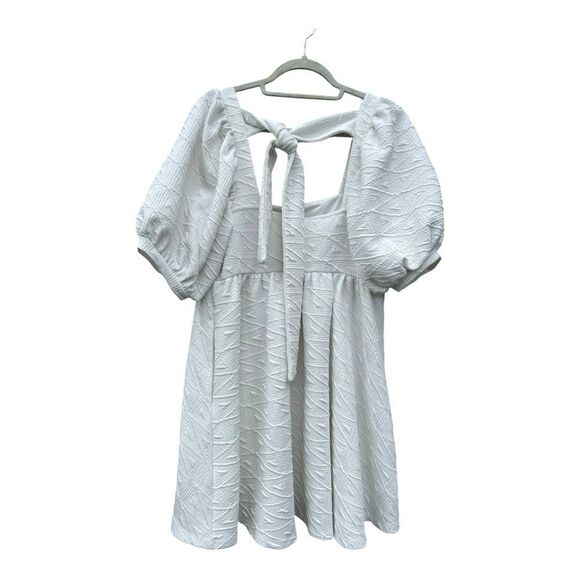 Free People Women's White Square Neckline Tie Back Violet Minidress Size large - Picture 6 of 9